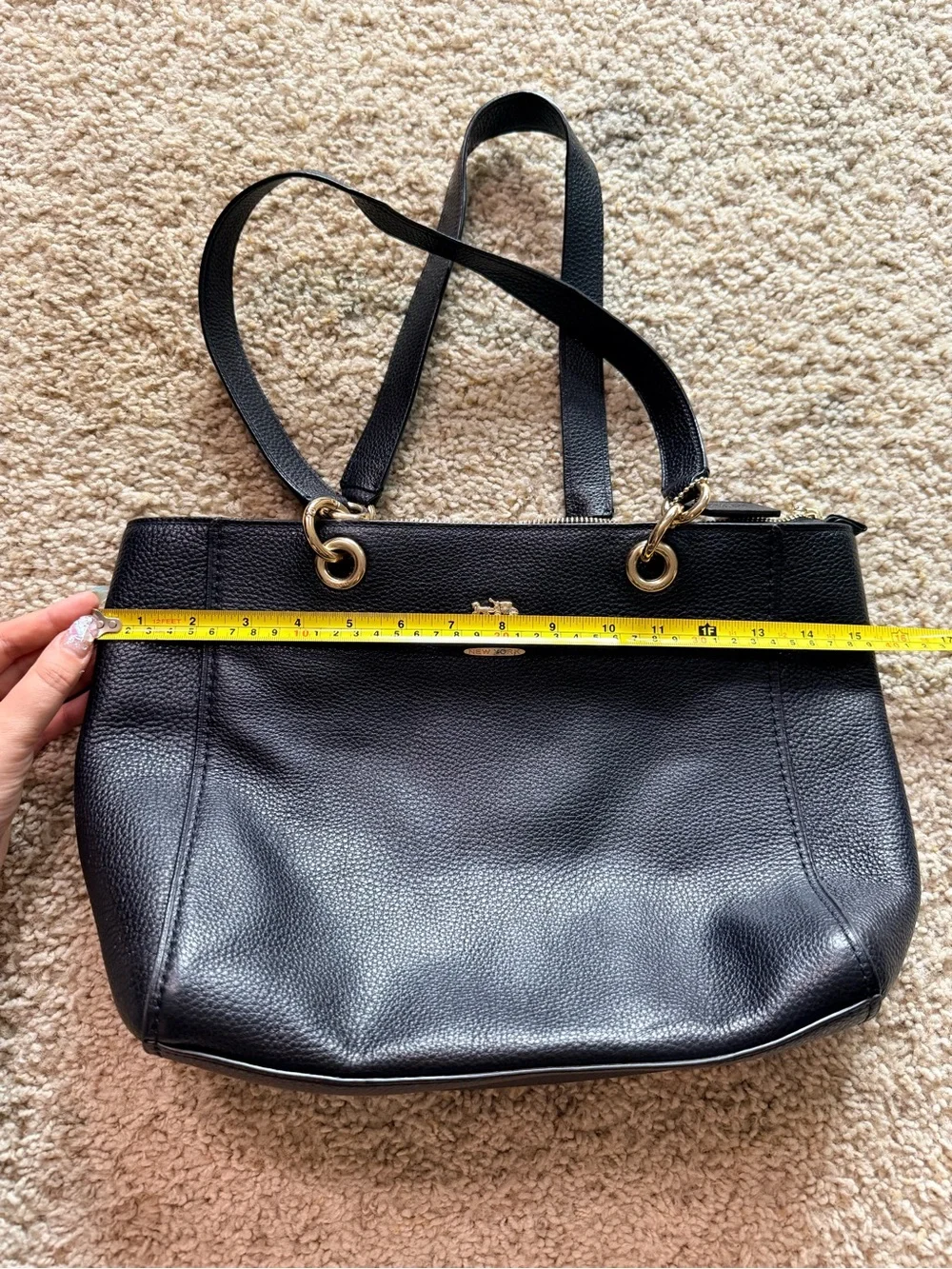 Coach Black Pebbled Leather Shoulder Bag Tote Purse